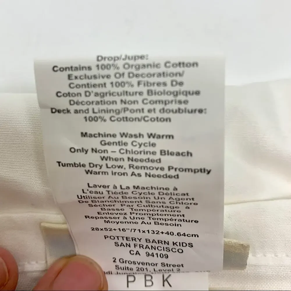 Pottery Barn Kids Organic Cotton Crib Skirt Pink Blue & White